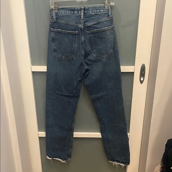 Agolde Blue Straight Leg Denim Jeans with Distressed Hem, 25 - Picture 6 of 14